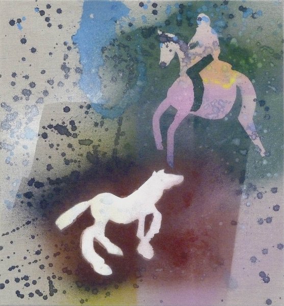 Elisabeth Plank - Zufällige Begegnung mit Kandinsky, 2011, Gesso, acrylic on canvas, 65 × 60 cm