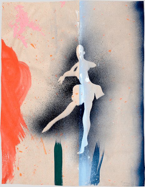 Elisabeth Plank - Ein Schritt über Blau, 2012, Acryl auf Papier, 66 × 51 cm