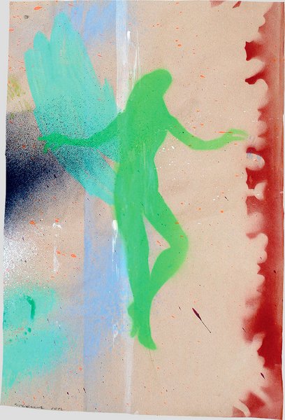 Elisabeth Plank - Grüne Figurine, 2012, Acrylic on paper, 64 × 43 cm