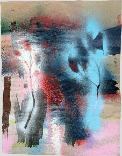 Elisabeth Plank - Flackernd und flatternd, 2012, Acryl auf Papier, 65 × 50 cm