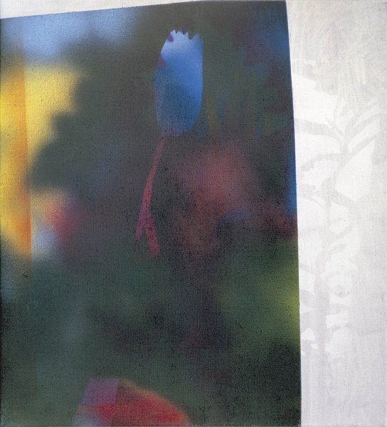 Elisabeth Plank - Blume in der Luft, 1989, Acryl auf Leinwand, 50 × 45 cm