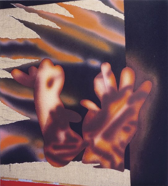 Elisabeth Plank - Surreale Handschuhe, 1988, Acrylic on canvas, 50 × 45 cm